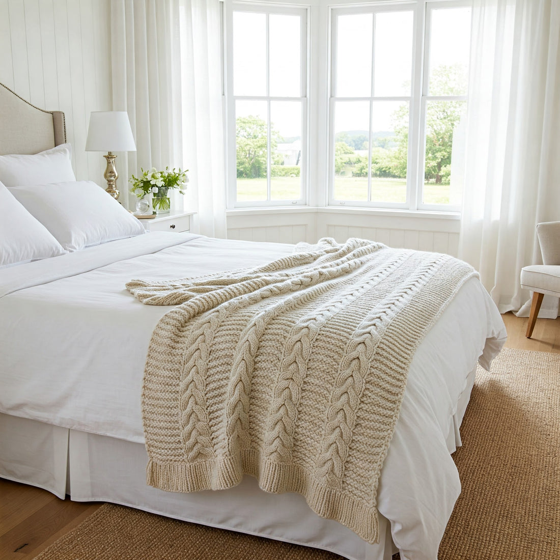 Handcrafted Knitted Throw Blanket